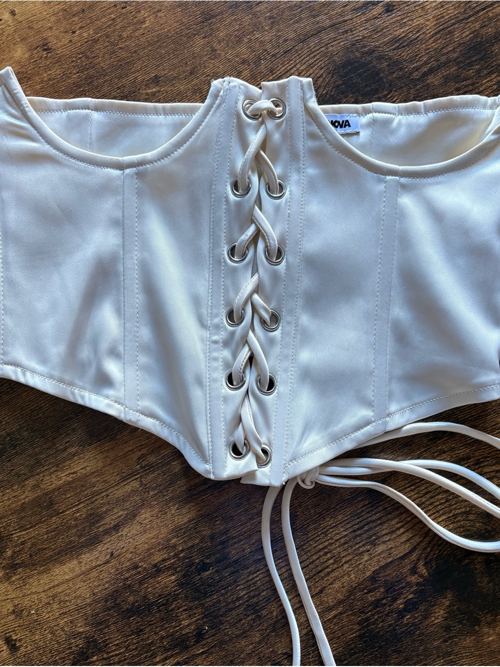White Lace-Up One Piece Corset Top